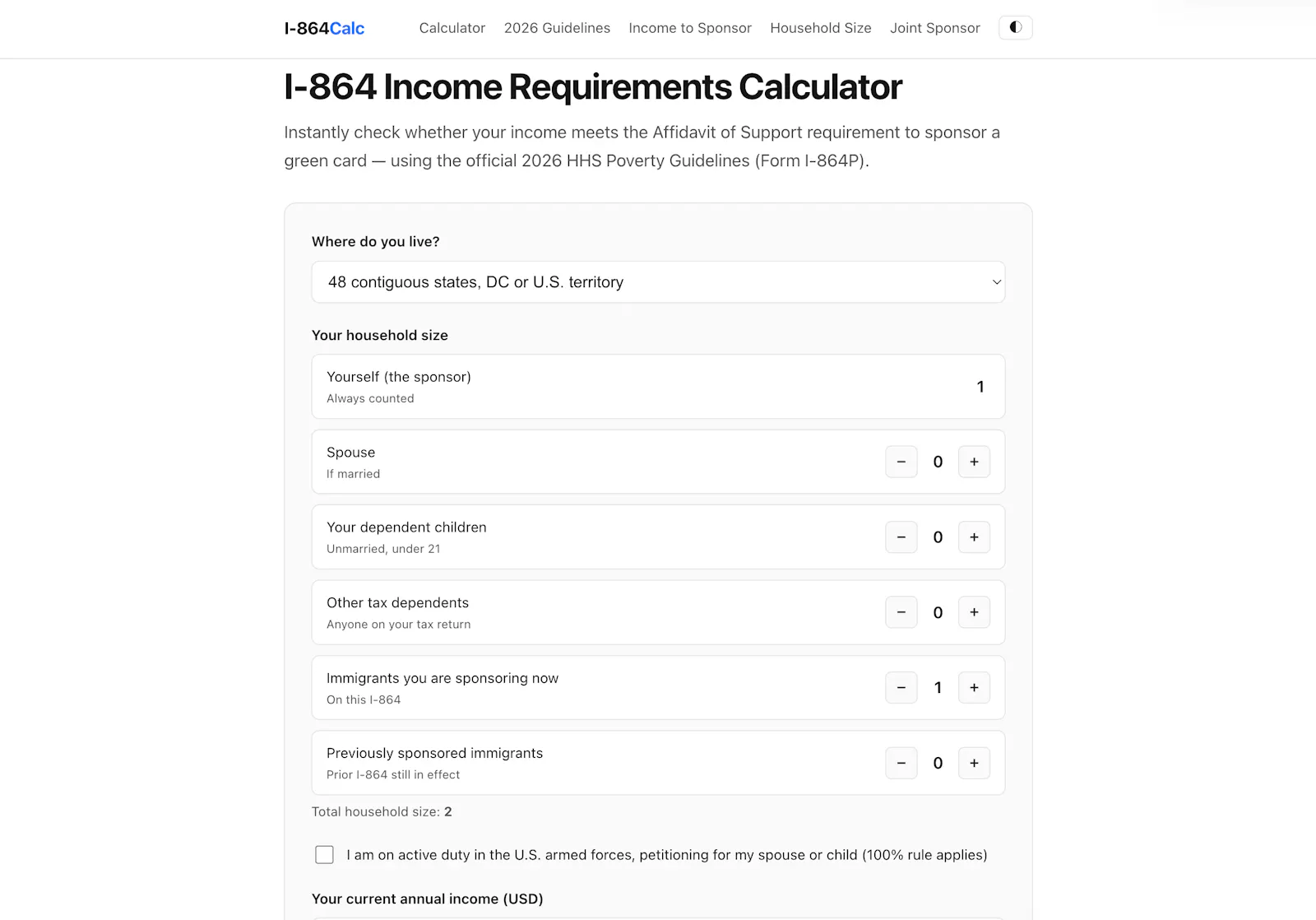 I-864 Income Calculator screenshot 3