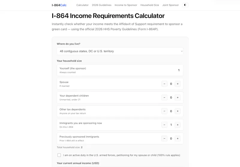 I-864 Income Calculator screenshot 3