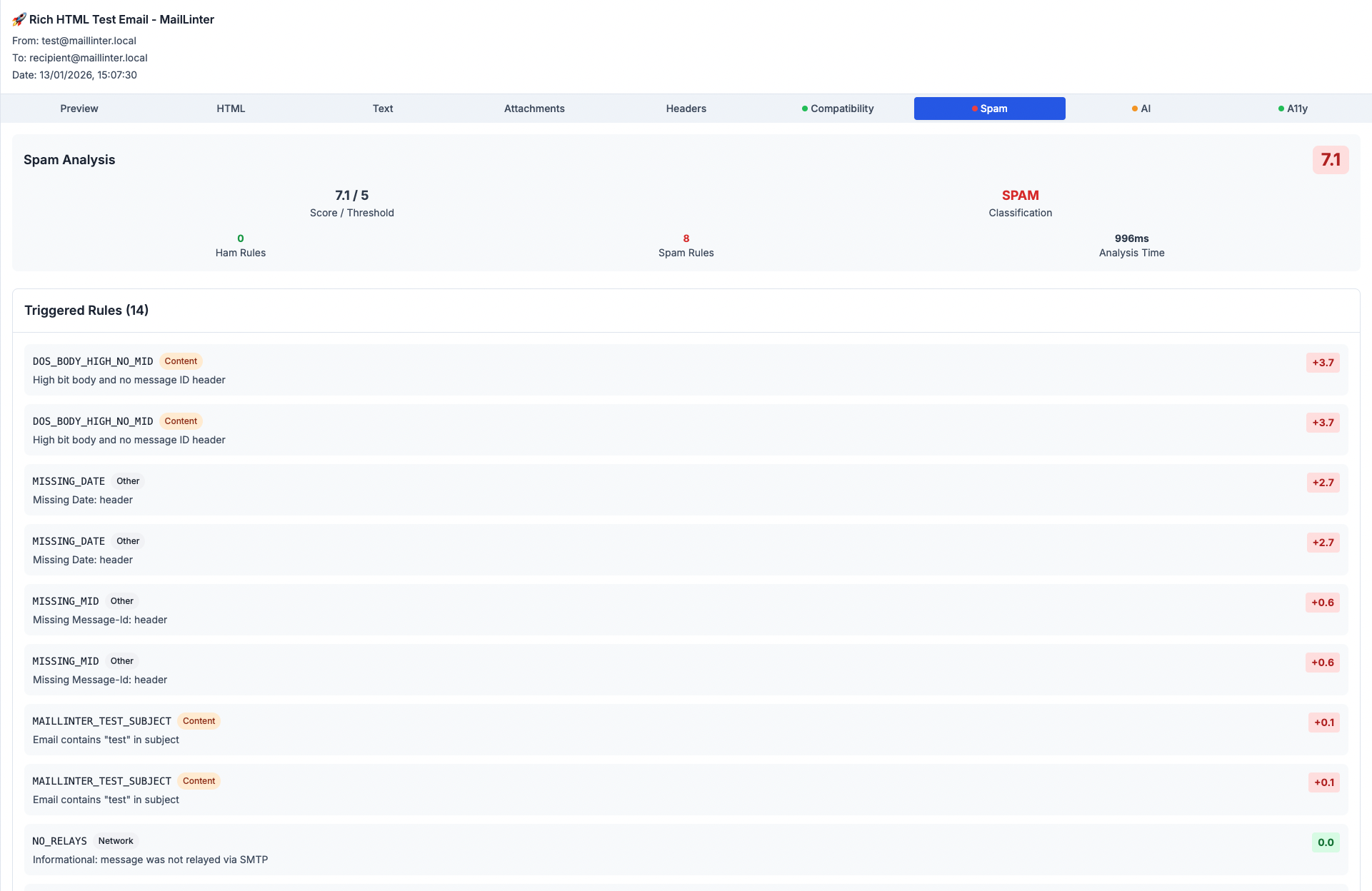 MailLinter - Screenshot 4 showing product features and functionality