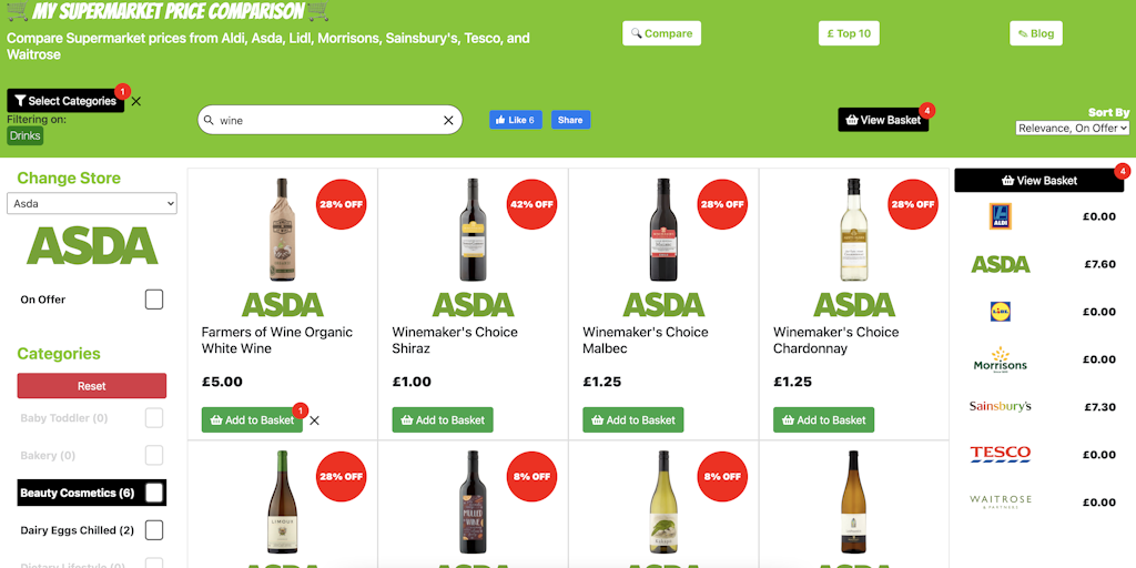 My Supermarket Price Comparison - Compare UK supermarket prices