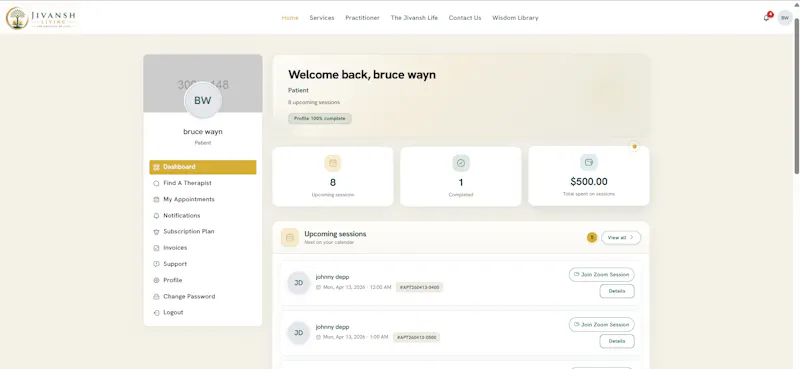 Jiivansh  Telehealth & Therapy  Platform screenshot 5