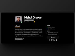 Nishul.dev – A modern portfolio template gallery image