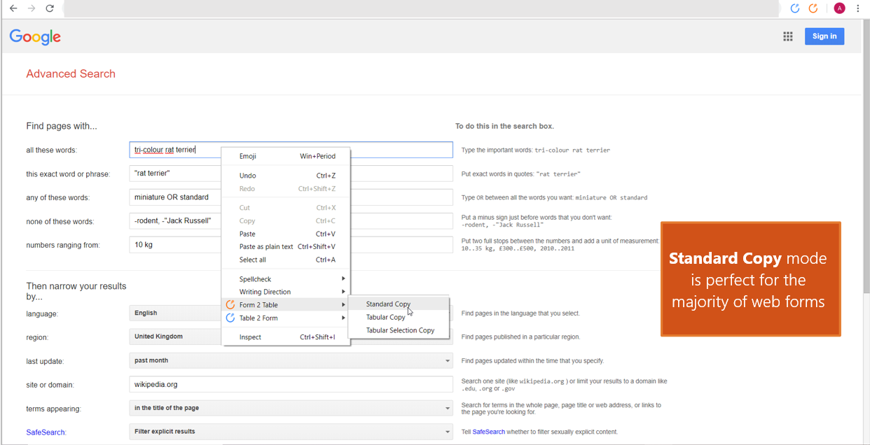 Form 2 Table gallery image