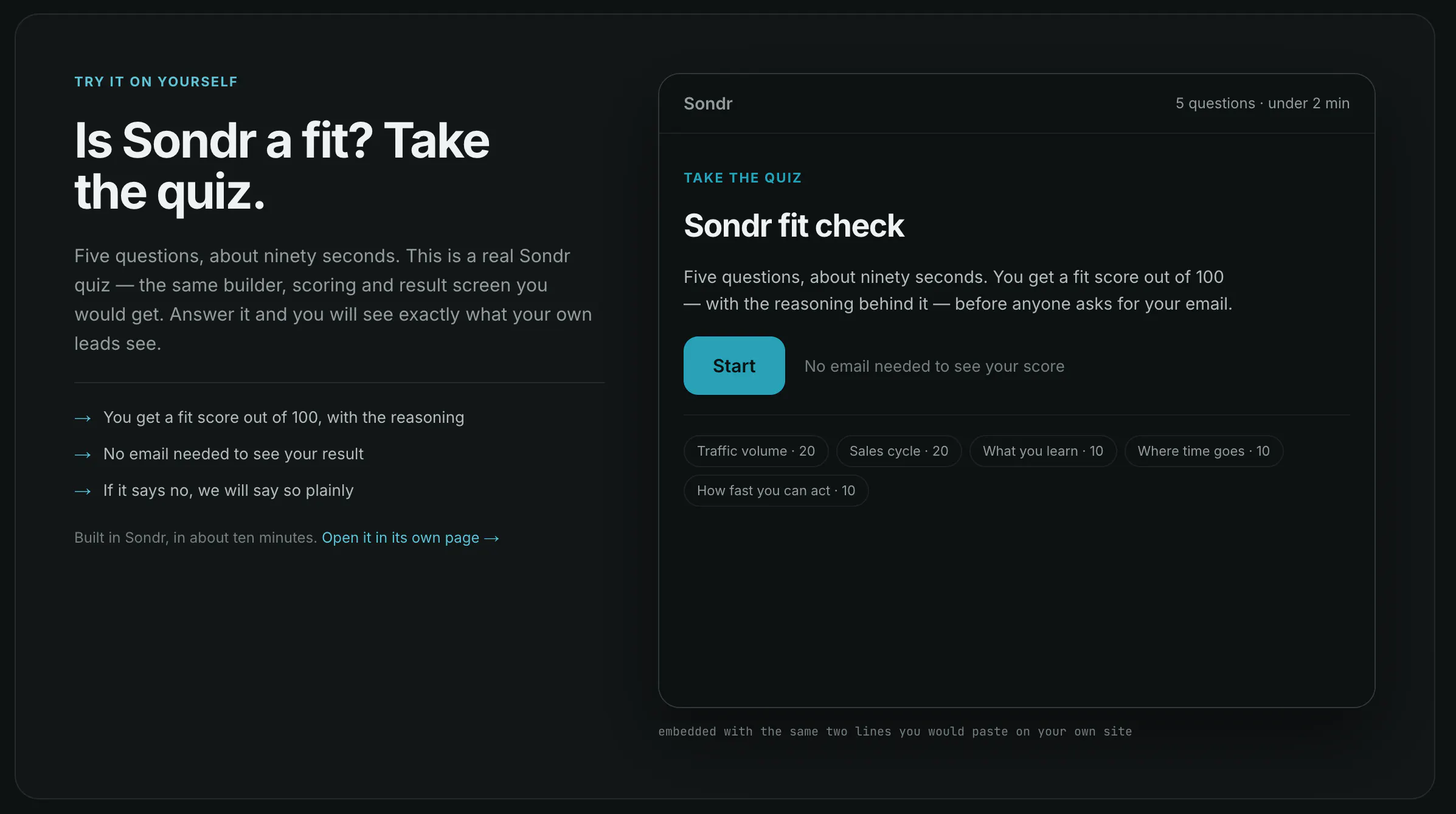 Sondr—Turn cold traffic into leads gallery image