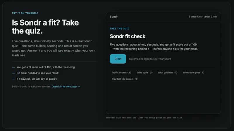 Sondr—Turn cold traffic into leads screenshot 3