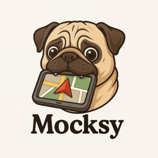 Mocksy - GPS Spot Mock for Android - Product Hunt launch logo and brand identity