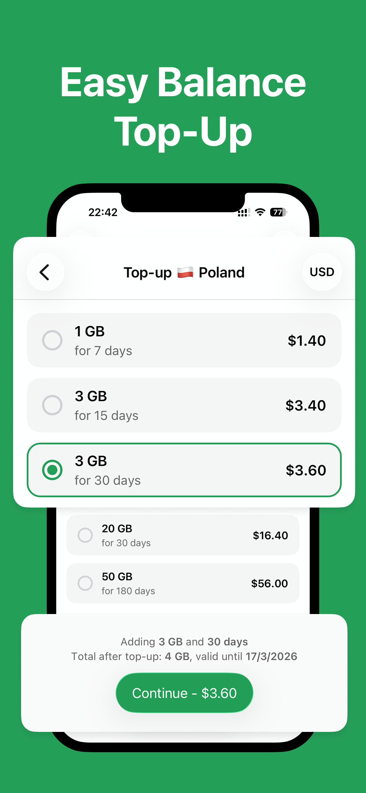 Guac Internet eSIM - Main product screenshot demonstrating key features and user interface