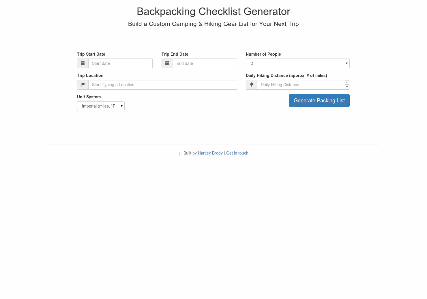 Backpacking Checklist Generator