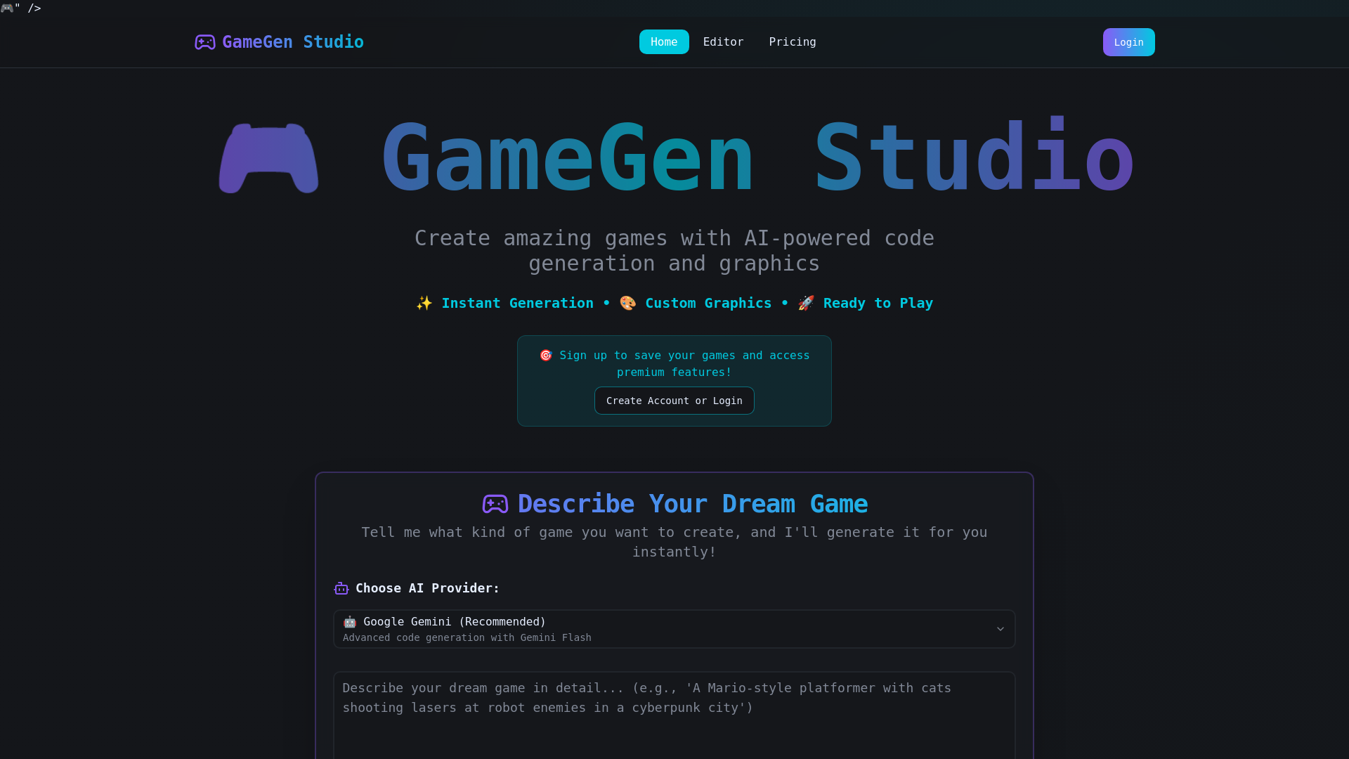 Média Gen Game Studio - Construisez vos propres jeux 2D instantanément avec une création alimentée par AI 1