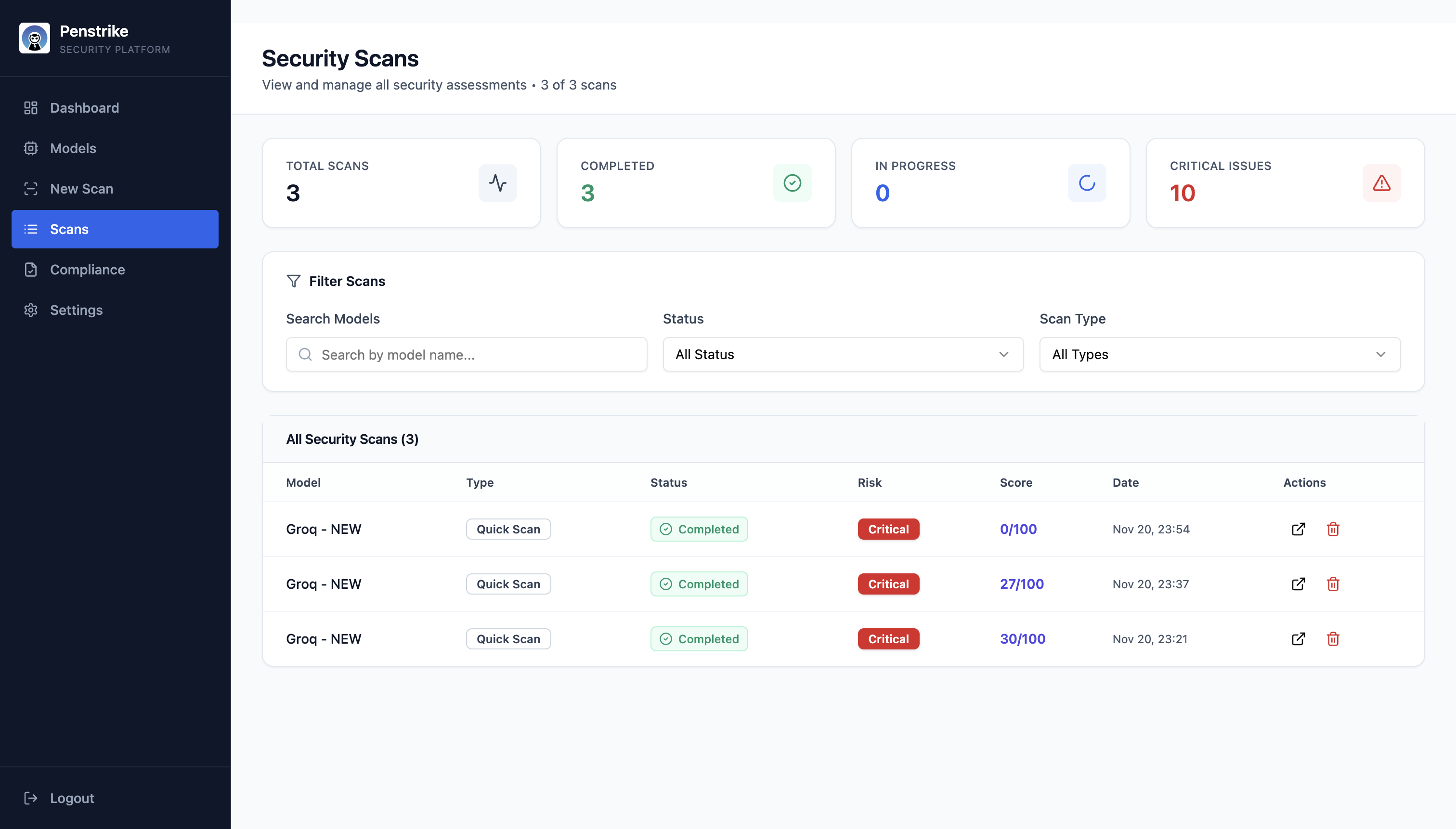Penstrike Security - Screenshot 3 showing product features and functionality