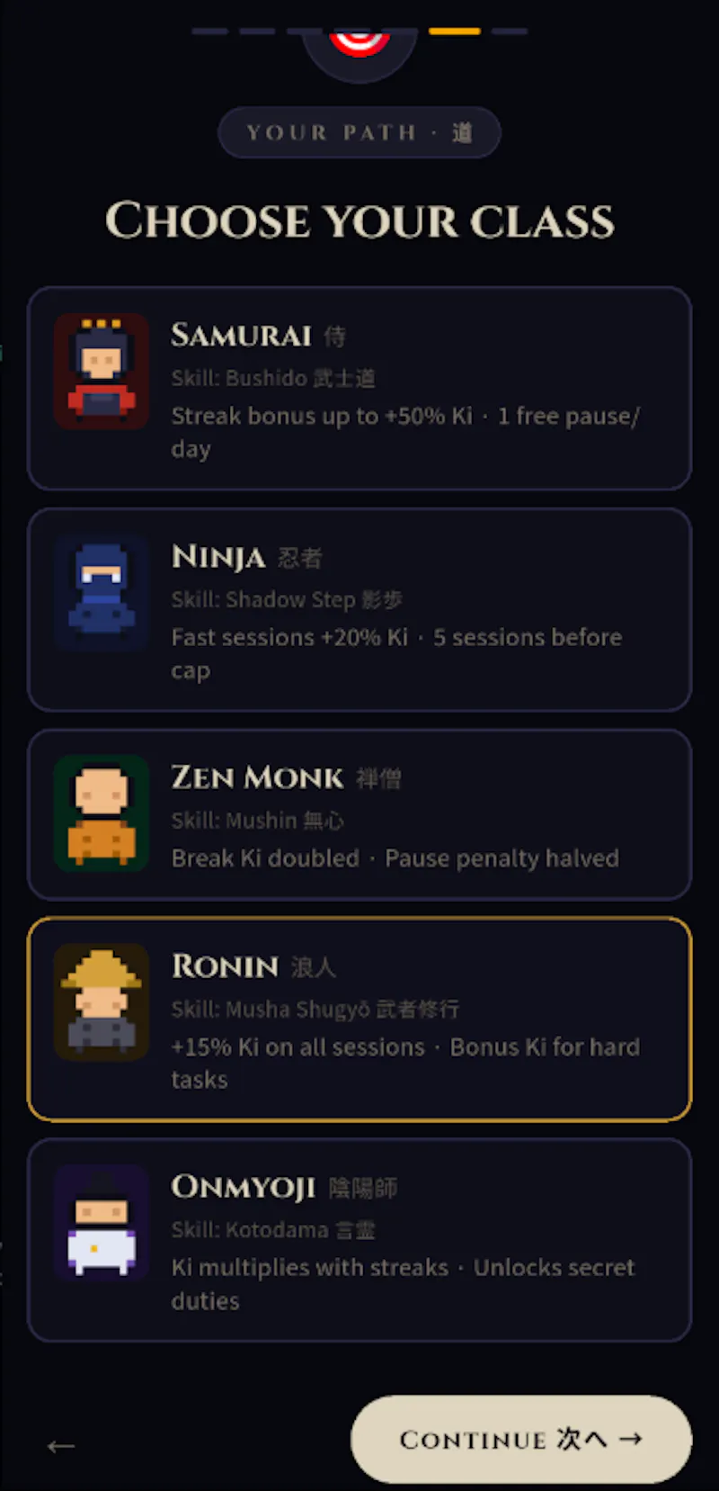 A Pomodoro timer levels up your samurai screenshot 2