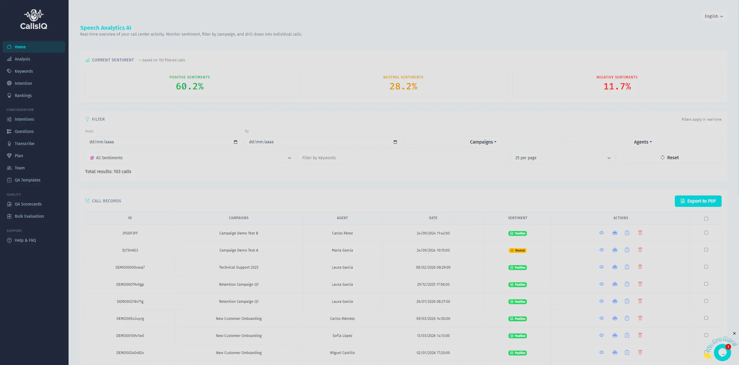 CallsIQ – AI Call Center Analytics & QA 제품 배너