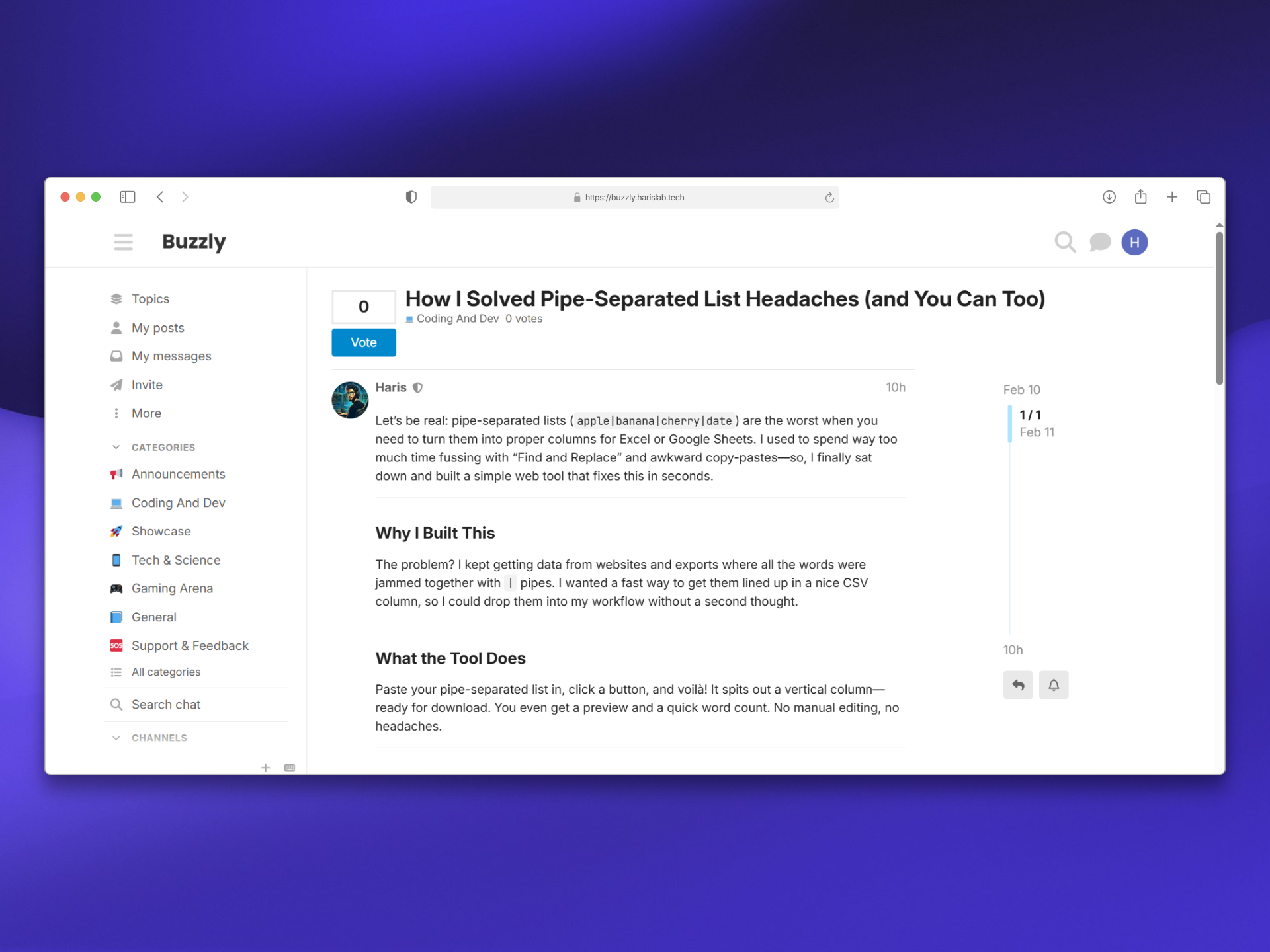 Buzzly - Screenshot 2 showing product features and functionality