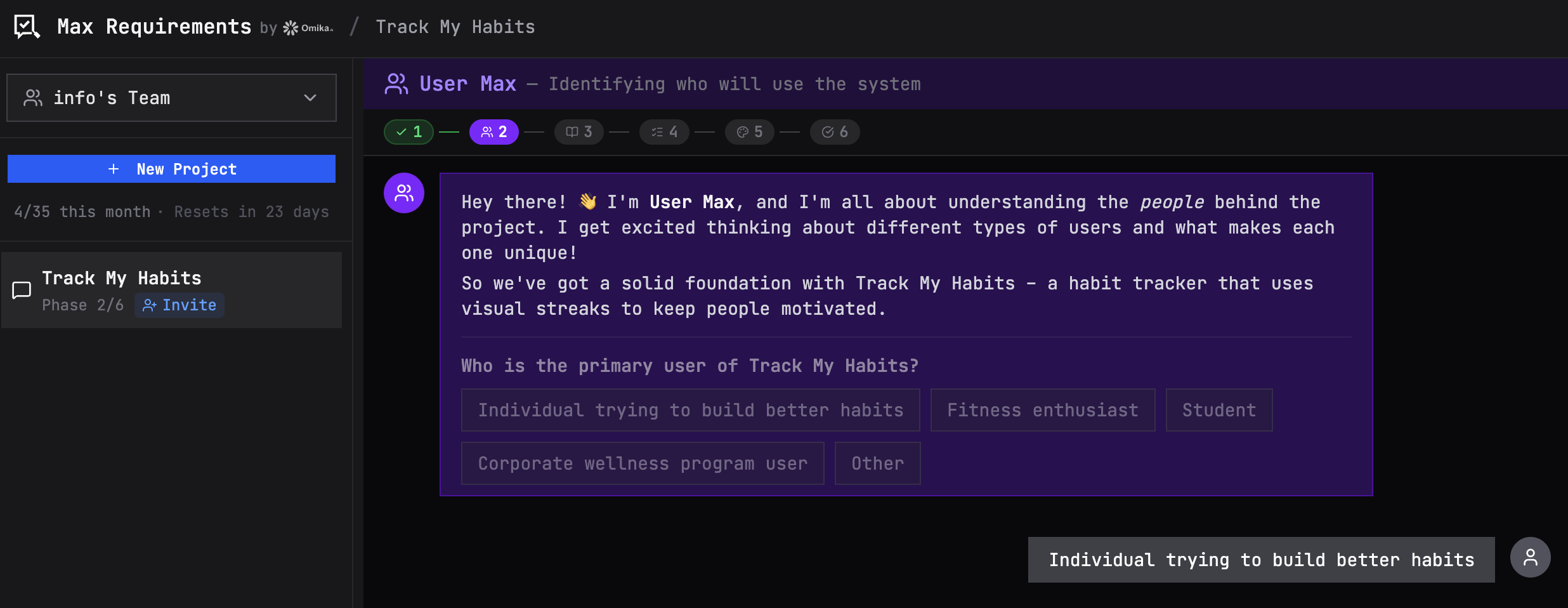 Max Requirements - by omika.ai - Screenshot 4 showing product features and functionality