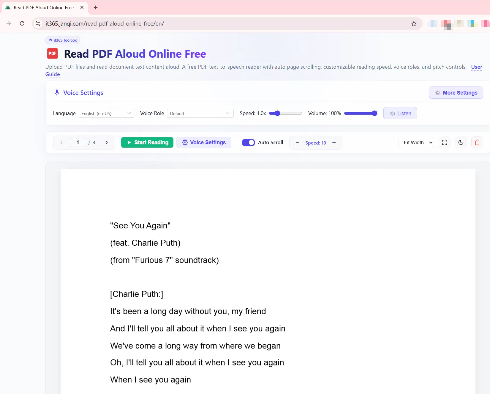 Read PDF Aloud Online Free screenshot