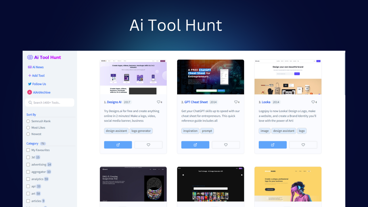 AiToolHunt - 1400+ AI tools & daily AI news - submit your tool media 1