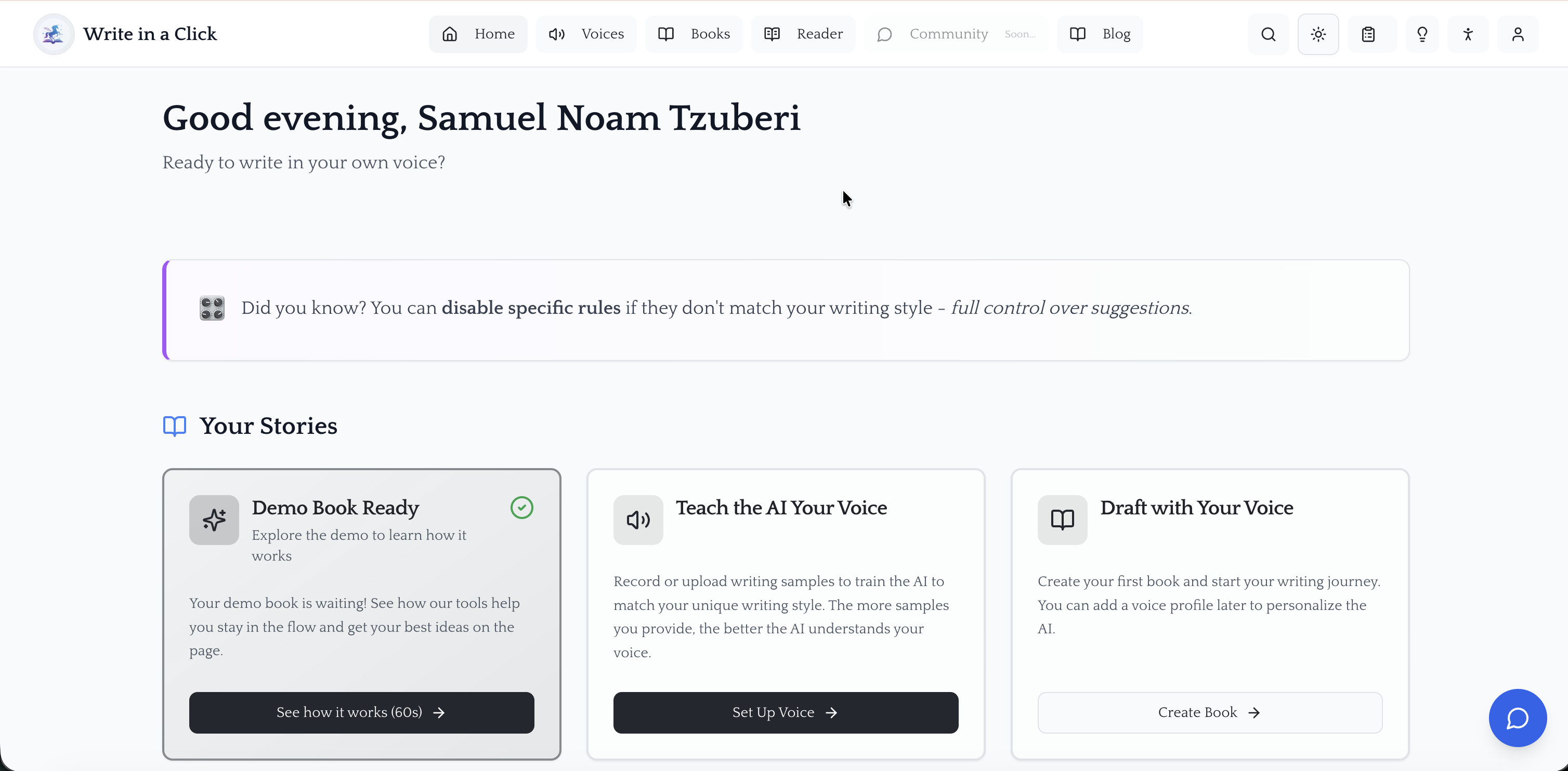 Write in a Click - Screenshot 2 showing product features and functionality