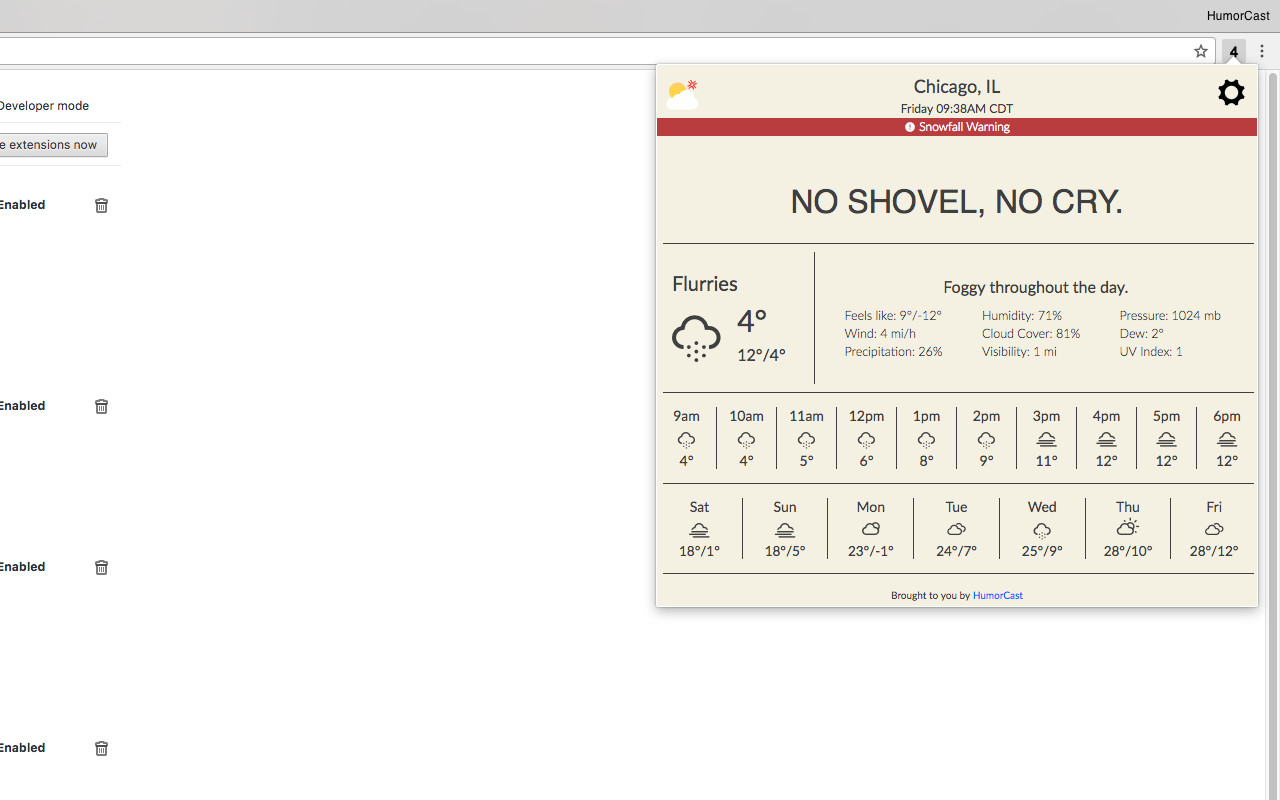 HumorCast Extension - Funny Accurate Weather gallery image
