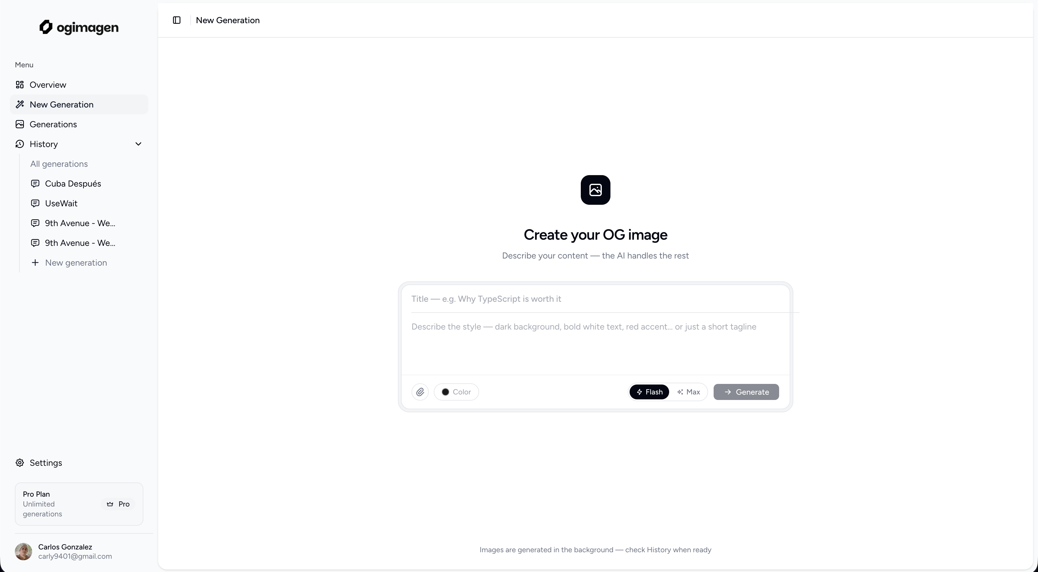 OGImagen - Screenshot 2 showing product features and functionality