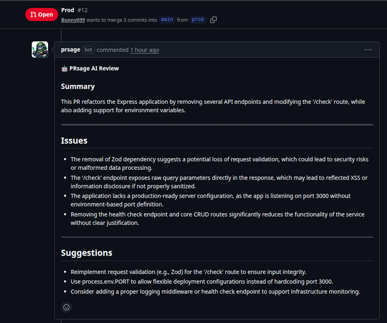 PRsage screenshot 2