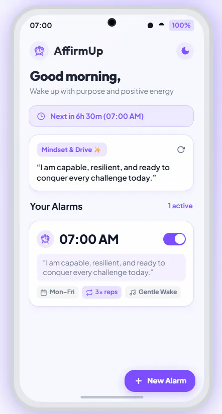AffirmUp Alarm App screenshot