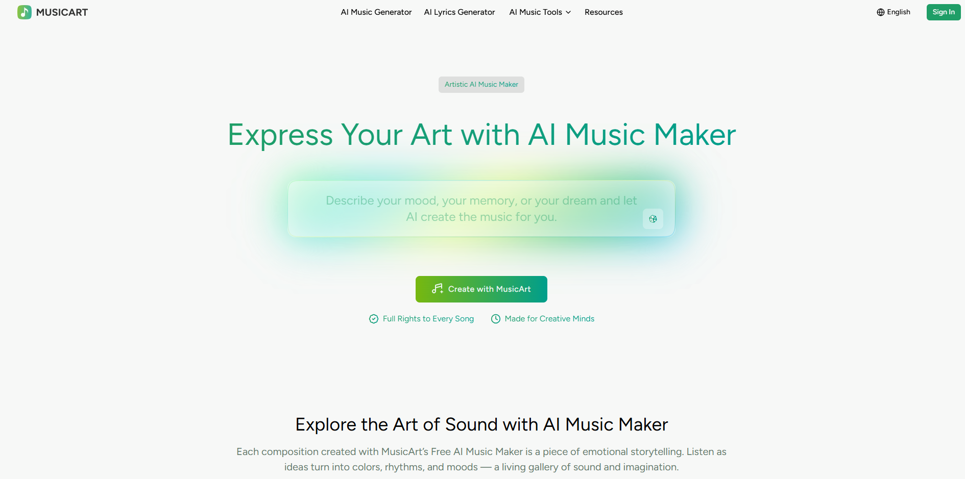 Transform Your Music into Art with AI - Main product screenshot demonstrating key features and user interface
