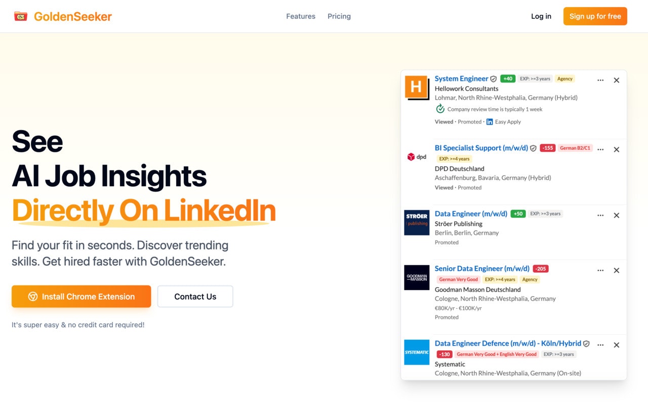 GoldenSeeker - Main product screenshot demonstrating key features and user interface