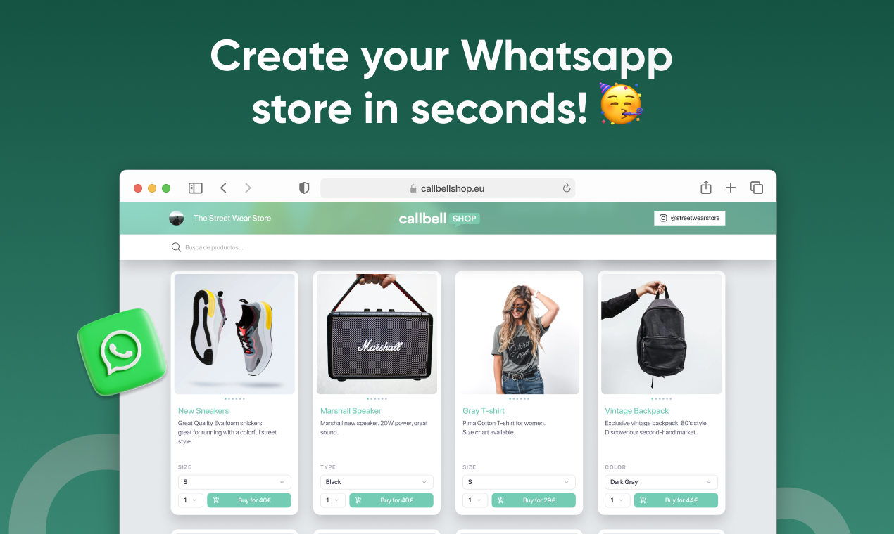 Callbell Shop - Создайте свой бесплатный магазин WhatsApp за считанные минуты медиа 3