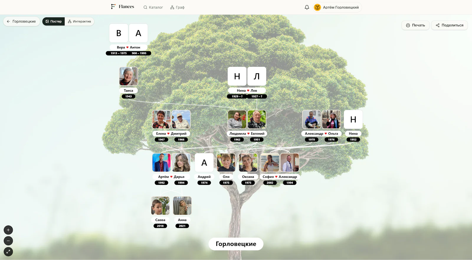 Flances — family tree online screenshot 5