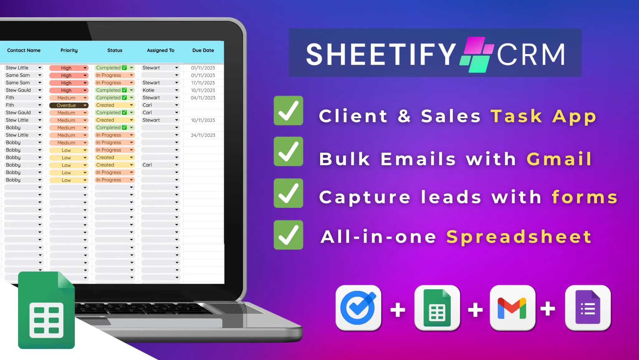 Sheetify CRM: Ultimate Google Sheets CRM, Sales & Task Management ...