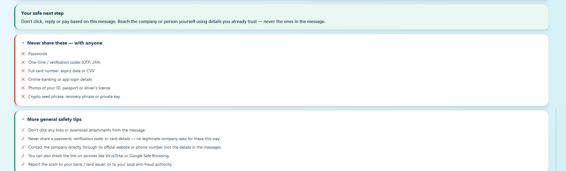 White Fin — Offline scam checker gallery image