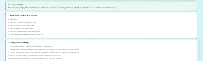 White Fin — Offline scam checker screenshot 5