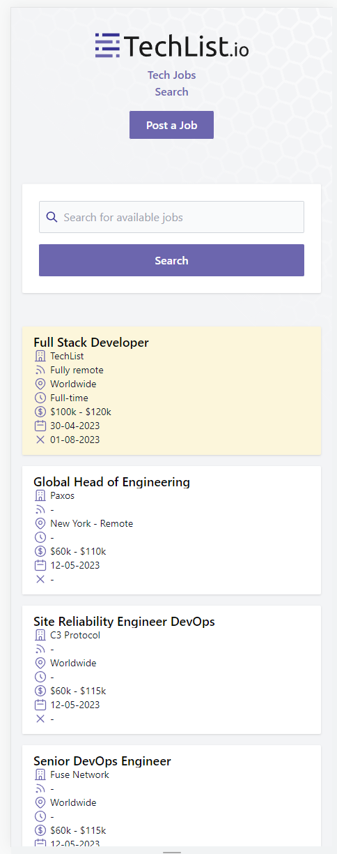 TechList.io - दूरस्थ तकनीकी नौकरियों के लिए नौकरी बोर्ड मीडिया 6