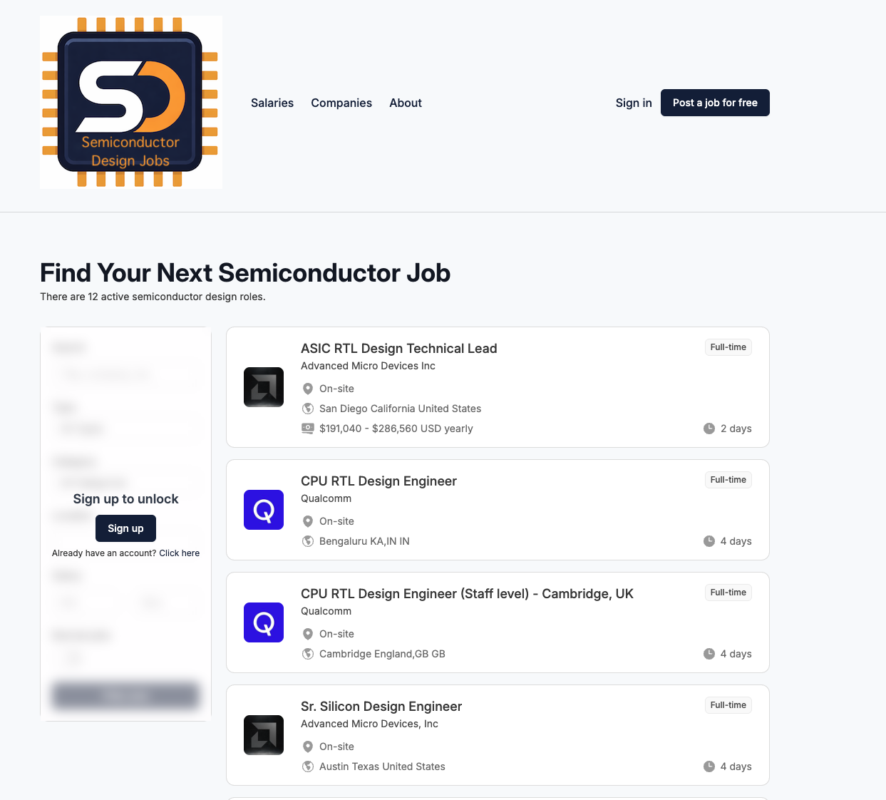 Semiconductor Design Jobs - Screenshot 2 showing product features and functionality