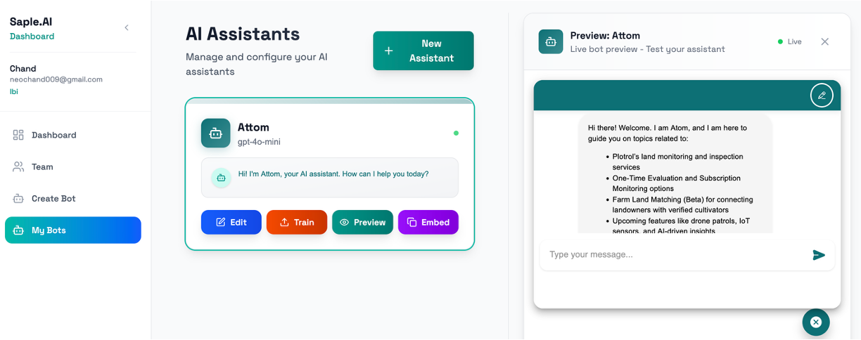 Saple AI - Main screenshot showing features and interface