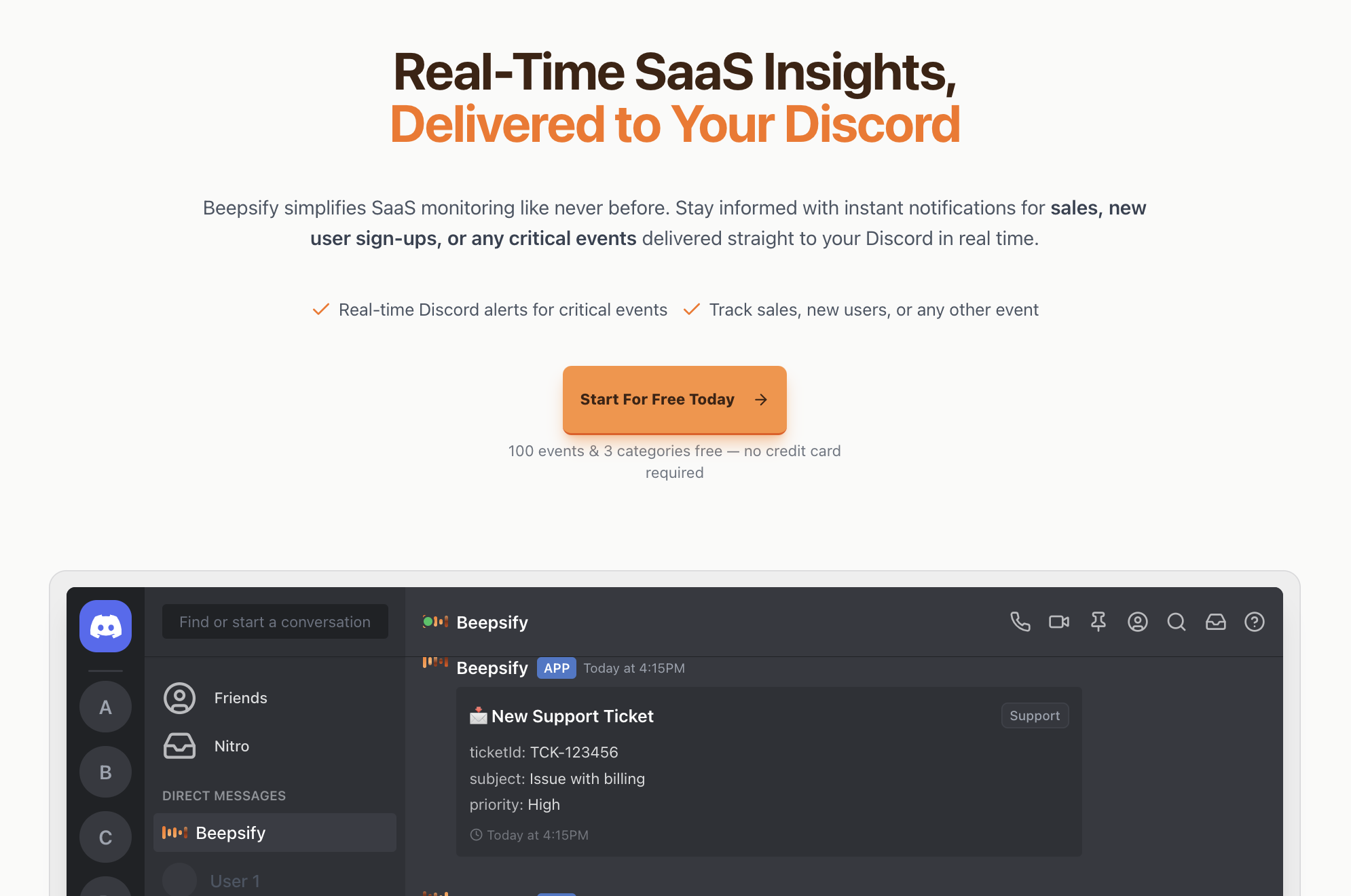 Mídia 1 de Bitsify - Monitoramento de SaaS em tempo real com alertas de discórdia