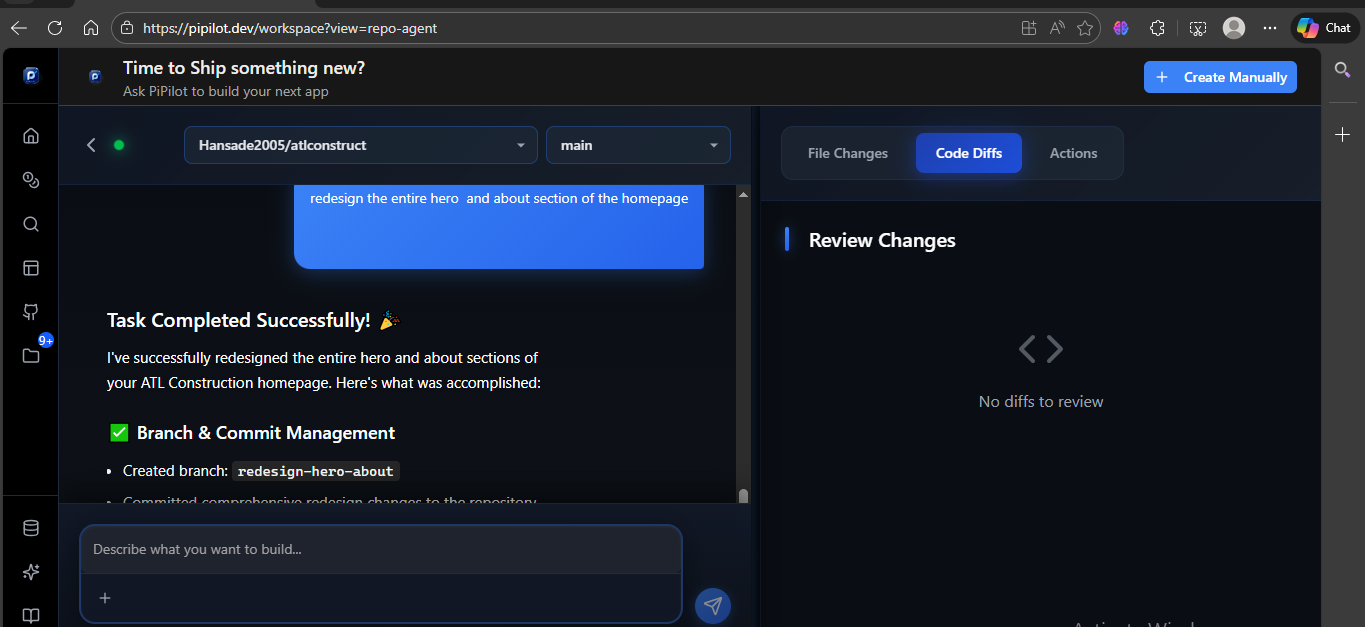PiPilot SWE Agent - Screenshot 2 showing product features and functionality