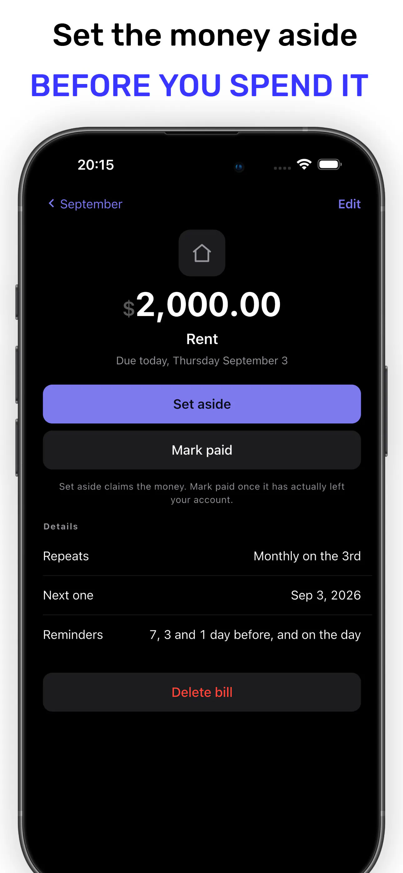 Aside Money: Bill Reminders gallery image