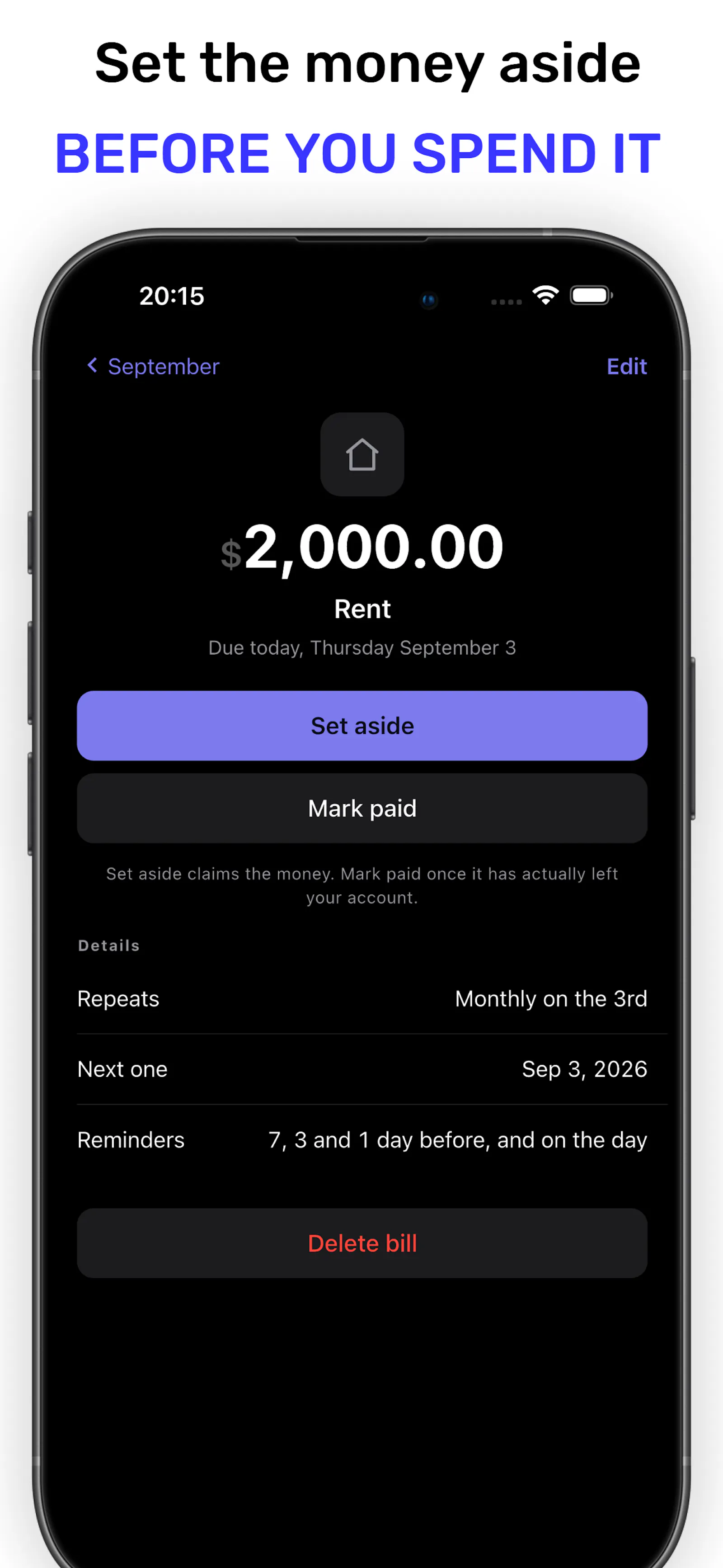 Aside Money: Bill Reminders screenshot 2