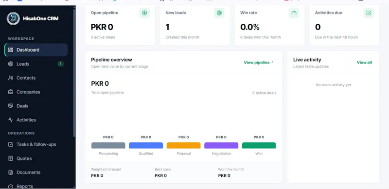 HisabOne CRM screenshot 2