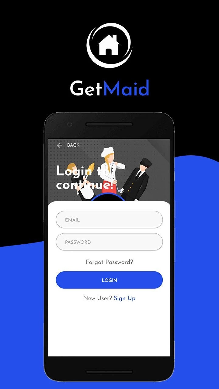 Média Getmaid: embaucher - Téléchargez l'application GetMaid et créez un compte. 2