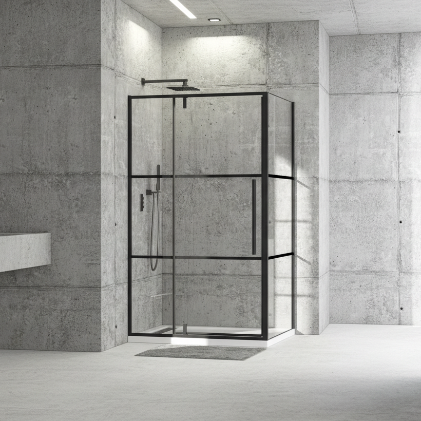Saito grid Shower Enclosure Matte Black