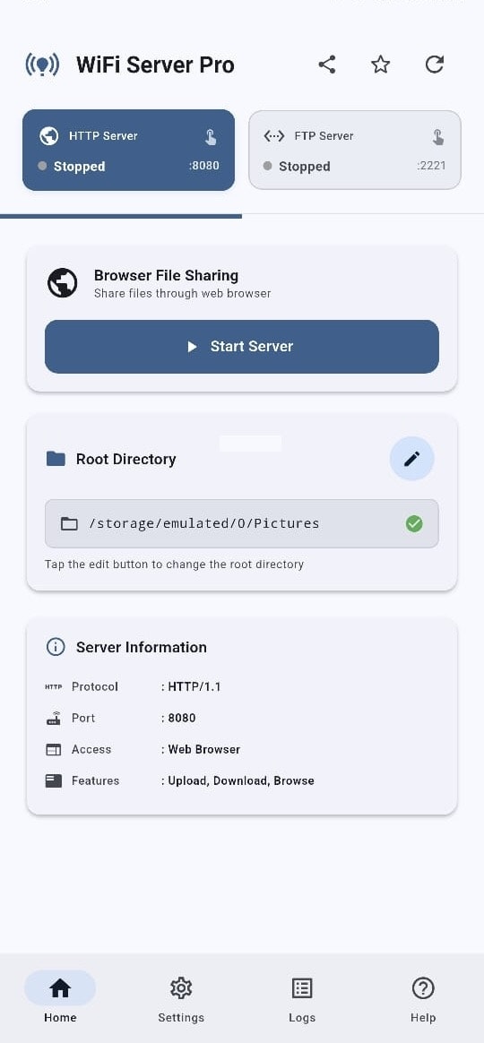 Média WiFi Server Pro- HTTP et application FTP - Transformez votre Android en un serveur de fichiers professionnel instantanément 3