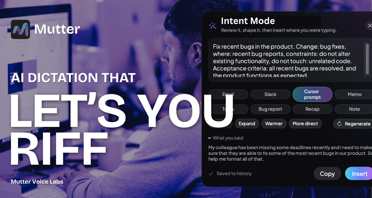 startuptile Mutter AI Dictation-Think out loud and get a polished version of your thoughts