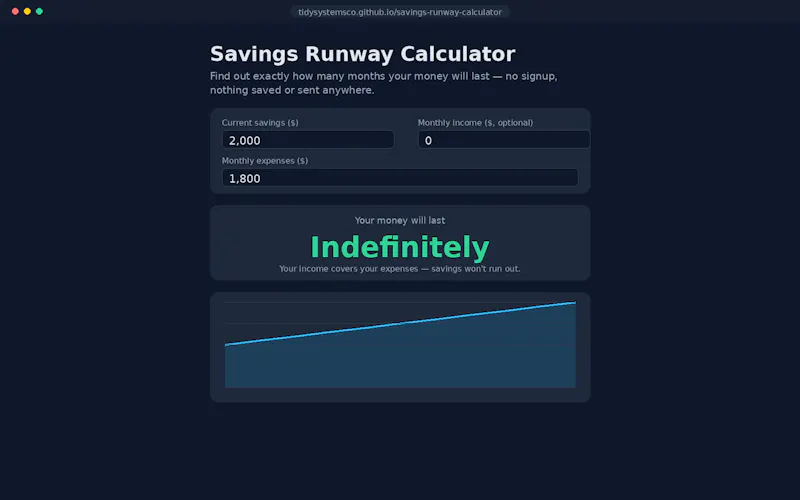 Savings Runway Calculator screenshot 2