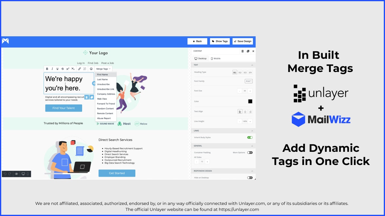 Mailwizz EMA - Unlayer Email Editor gallery image