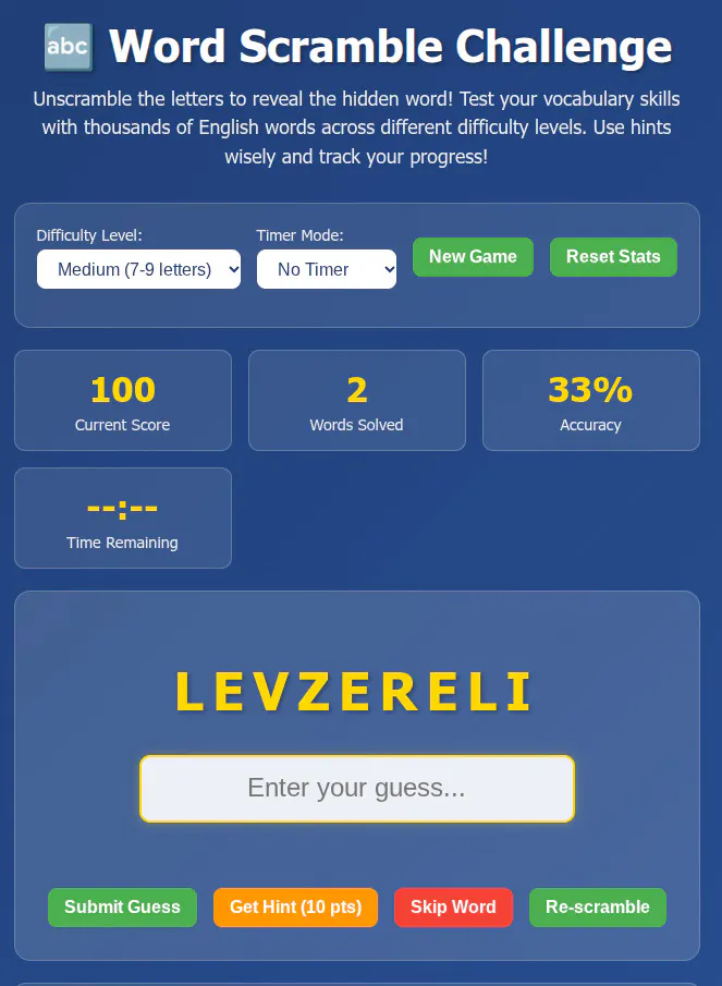 Free Word Scramble Game gallery image