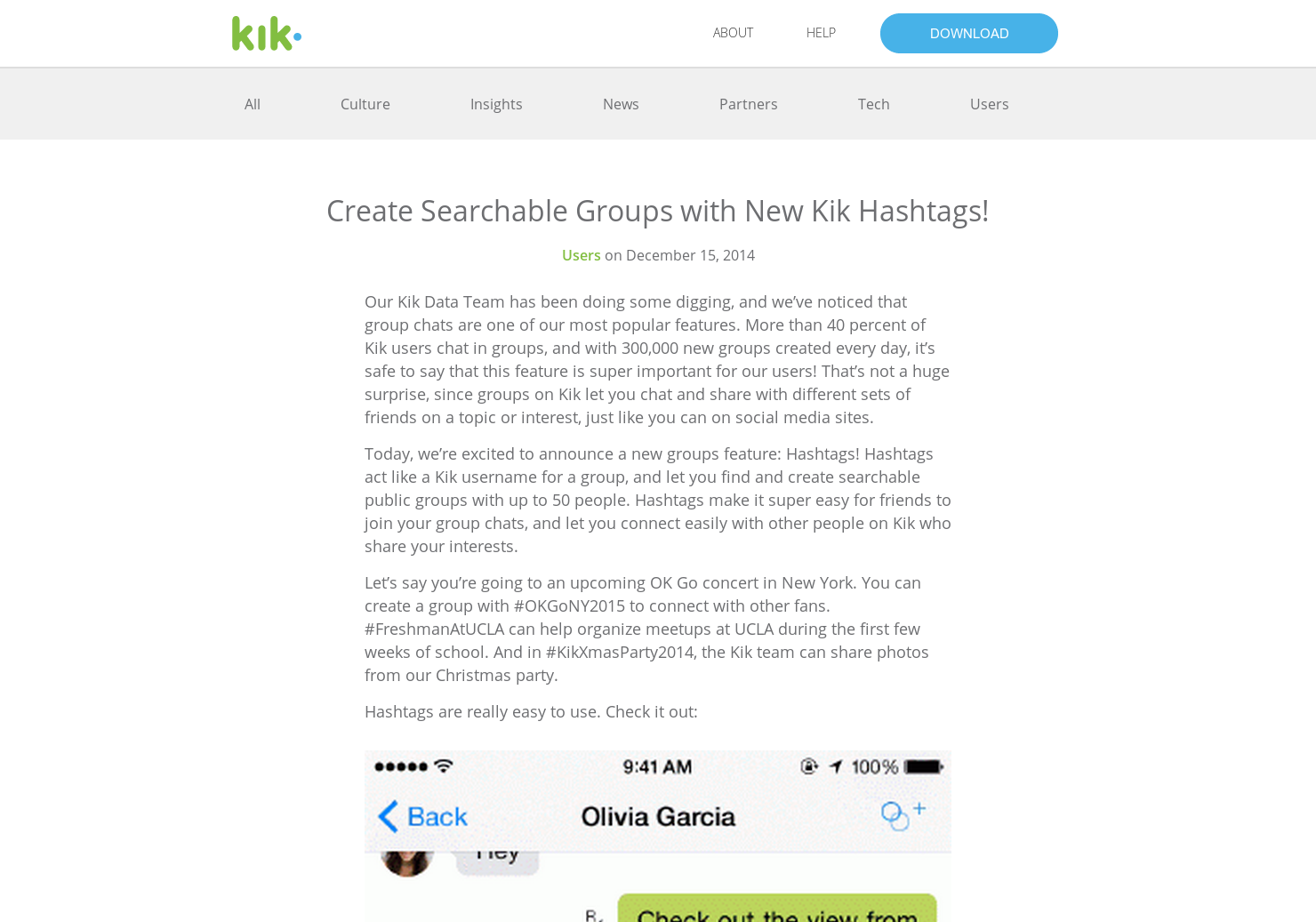 Kik Hashtags