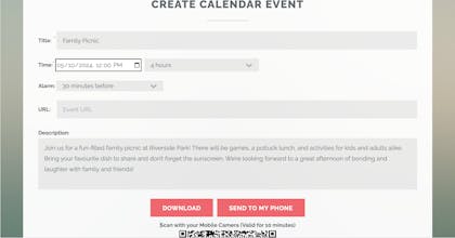 Free online ICS calendar event generator gallery image