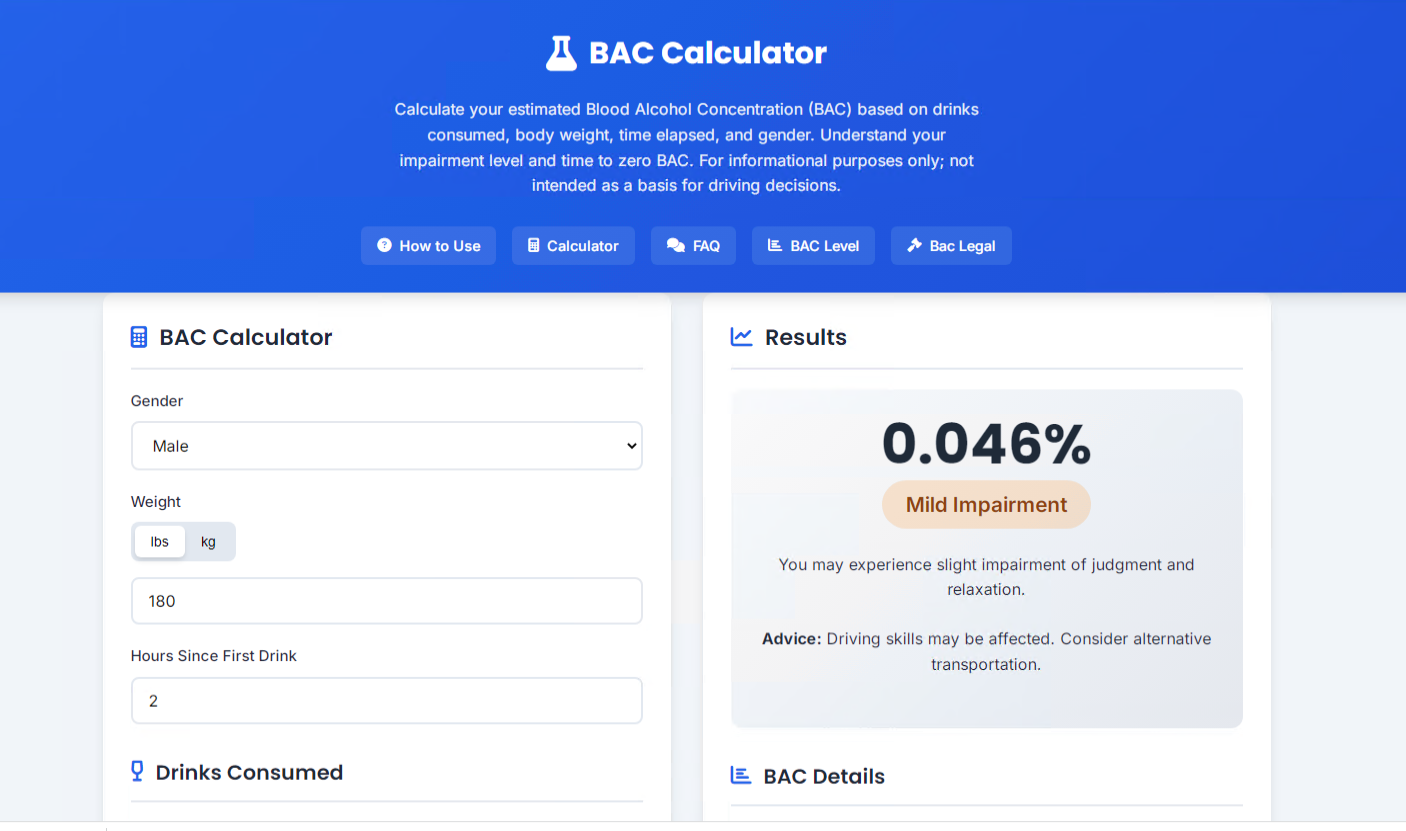 BAC Calculator